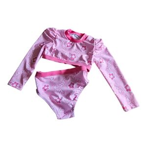 Barbie Toddler Girls Pink Long Sleeve Bikini Swimsuit 2 Piece UPF50 12 Months